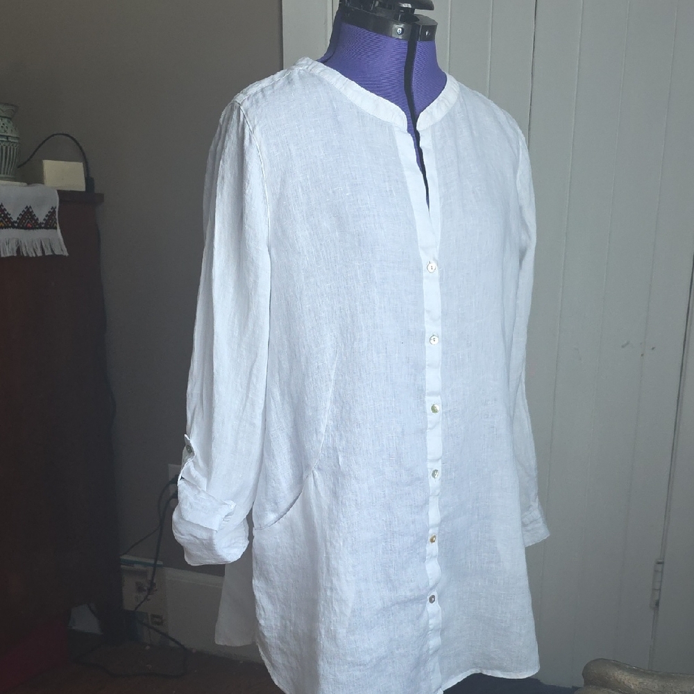 Sigrid Olsen Crisp White Linen Shirt